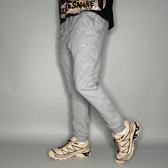 Vintage Y2K Nike Sweatpants Mens M Grey White Swoosh Cotton Joggers - Picture 1 of 4